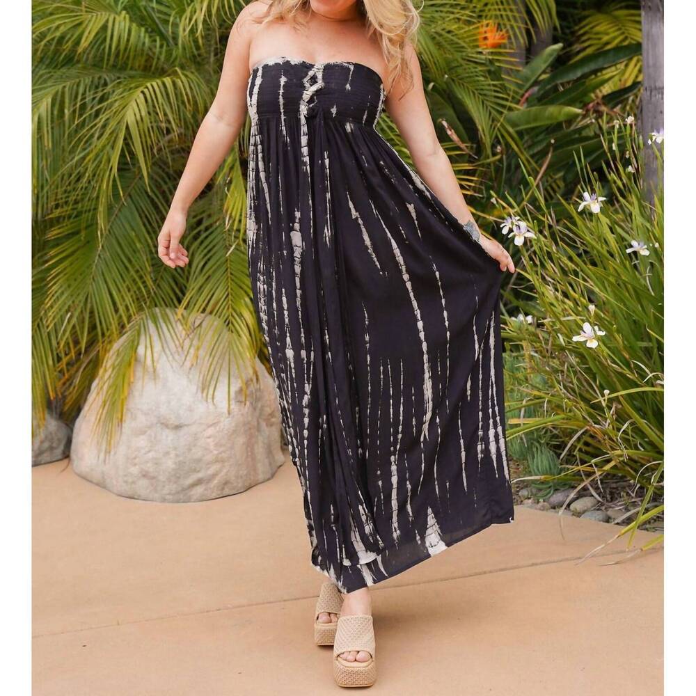 NEW BALI QUEEN tie up halter dress in black stone